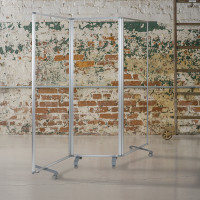 Flash Furniture BR-PTT001-3-AC-60183-GG Transparent Acrylic Mobile Partition with Lockable Casters, 72